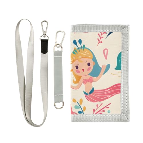 ISAOA Niedliche Meerjungfrauen-Geldbörse für Jungen und Mädchen, dreifach gefaltete Geldbörse mit Münzfach mit Reißverschluss und Kartenhaltern, Neuheit Geldbörse für Kindergeburtstagsgeschenke von ISAOA