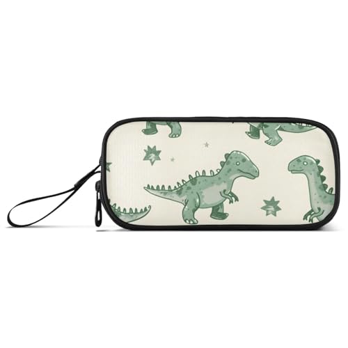ISAOA Niedliches handbemaltes Federmäppchen mit Dinosaurier-Motiv, großes Fassungsvermögen, 3 Fächer, tragbar, große Aufbewahrungsbox, Bleistifttasche für Teenager, Jungen, Mädchen, Erwachsene von ISAOA