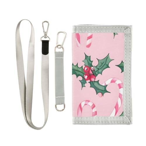 ISAOA Pinke Weihnachts-Geldbörse für Jungen und Mädchen, dreifach gefaltete Geldbörse mit Münzfach mit Reißverschluss und Kartenhaltern, Neuheit Geldbörse für Kindergeburtstage von ISAOA