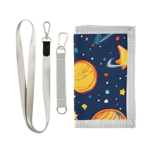 ISAOA Planet Starry Sky Pattern Kids Wallets for Boys Girls Toddler Trifold Wallet with Zippered Coin Pocket and Card Holders, Novelty Wallet for Childrens Birthday Gifts von ISAOA
