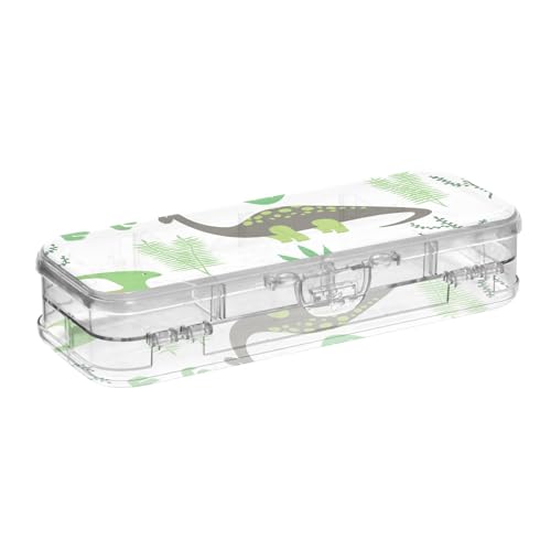 ISAOA Pterosauria Federmäppchen mit niedlichem Dinosaurier-Bleistift-Deckel, doppelstöckiges transparentes Schreibwaren-Federmäppchen mit 4 Linealen, zur Unterteilung von Stiften, Organizer für Schule von ISAOA