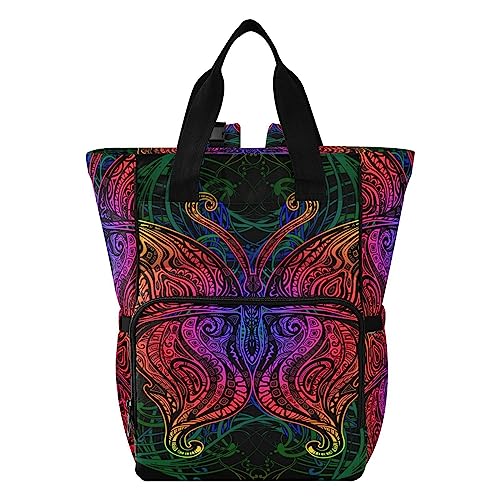 ISAOA Regenbogen-Boho-Wickeltasche für Damen und Herren, großer Laptop-Rucksack, Reiserucksack, Tagesrucksack, Lunchtasche mit isolierten Taschen, Kinderwagengurten, wasserdicht, #8, One size von ISAOA