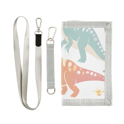 ISAOA Regenbogen-Pastell-Dinosaurier mit Blumen, Kinder-Geldbörsen für Jungen und Mädchen, Kleinkind-Geldbörse mit Münzfach mit Reißverschluss und Kartenhaltern, Neuheit Geldbörse für von ISAOA
