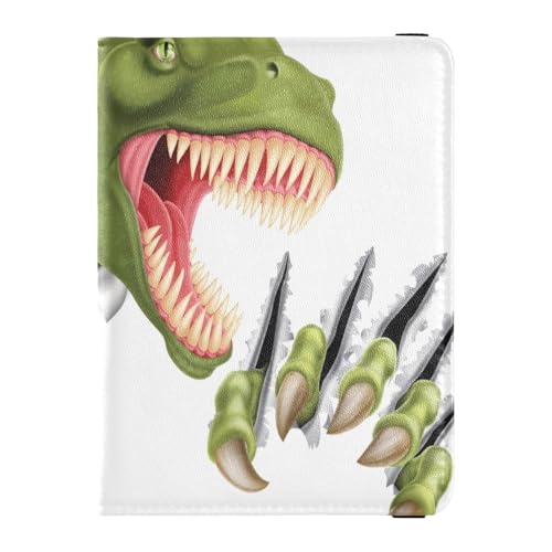 ISAOA Reisepasshülle, Brieftasche, Impfausweis, Leder, Kartenetui, grüner Dinosaurier, Reisedokumenten-Organizer von ISAOA