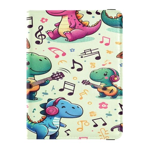 ISAOA Reisepasshülle, Brieftasche, Impfkartenhalter, Leder, Kartenetui, Dinosaurier, Musik, Reisedokumenten-Organizer, multi von ISAOA