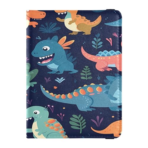 ISAOA Reisepasshülle, Brieftasche, Impfkartenhalter, Leder, Kartenetui, Dinosaurier, Reisedokumenten-Organizer, Blau / Grün, multi von ISAOA