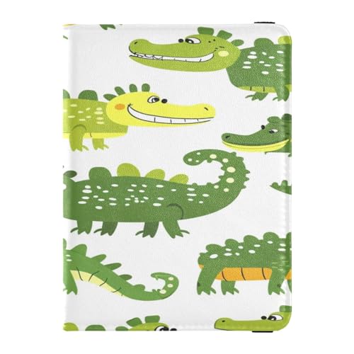 ISAOA Reisepasshülle, Brieftasche, Impfkartenhalter, Leder, Kartenetui, Dinosaurier, Reisedokumenten-Organizer, Grün / Gelb, multi von ISAOA