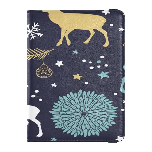 ISAOA Reisepasshülle, Brieftasche, Impfkartenhalter, Leder, Kartenetui, Hirsch, Schneeflocke, Weihnachten, Reisedokumenten-Organizer, multi von ISAOA
