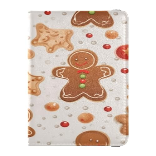 ISAOA Reisepasshülle, Brieftasche, Impfkartenhalter, Leder, Kartenetui, Weihnachten, Braun, Lebkuchenmann, Reisedokumenten-Organizer, multi von ISAOA