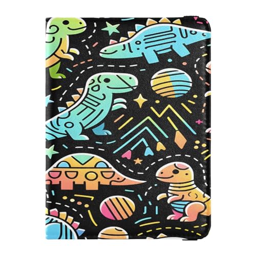 ISAOA Reisepasshülle, Brieftasche, Impfkartenhalter, Leder, Kartenetui, niedlich, bunt, Dinosaurier, Reisedokumenten-Organizer, multi von ISAOA