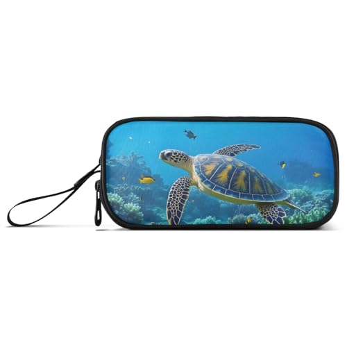 ISAOA Schildkröten-Federmäppchen mit großem Fassungsvermögen, 3 Fächer, tragbar, große Aufbewahrung, Federmäppchen für Teenager, Jungen, Mädchen, Erwachsene, Studenten, schildkröte, Einheitsgröße von ISAOA