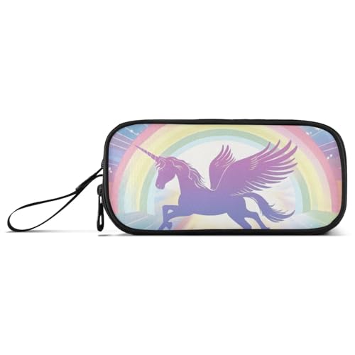ISAOA Schönes Federmäppchen mit Regenbogen-Einhorn, großes Fassungsvermögen, 3 Fächer, Federmäppchen, tragbar, große Aufbewahrung, Federmäppchen für Teenager, Jungen, Mädchen, Erwachsene, Studenten von ISAOA