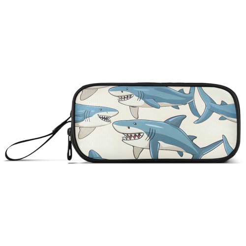 ISAOA Sharks Federmäppchen mit großem Fassungsvermögen, 3 Fächer, Federmäppchen, tragbar, große Aufbewahrung, Federmäppchen für Teenager, Jungen, Mädchen, Erwachsene, Studenten, Haie, Einheitsgröße von ISAOA