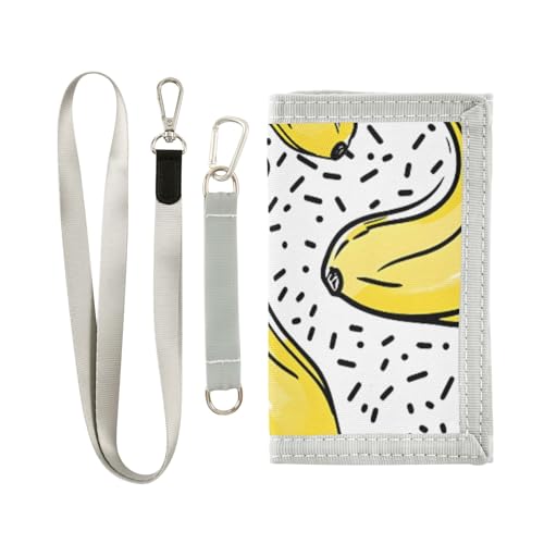 ISAOA Simple Line Gelbes Bananenmuster, Kinder-Geldbörse für Jungen und Mädchen, Kleinkind, dreifach gefaltete Geldbörse mit Münzfach mit Reißverschluss und Kartenhaltern, Neuheit Geldbörse für von ISAOA