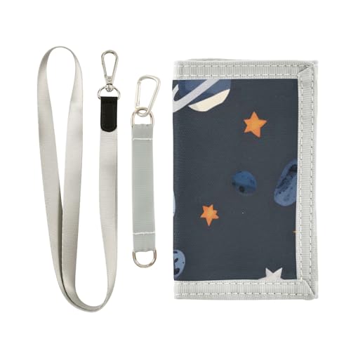 ISAOA Space Planets – Kindergeldbörse für Jungen und Mädchen, dreifach gefaltete Geldbörse mit Münzfach mit Reißverschluss und Kartenhaltern, Neuheit Geldbörse für Kinder als Geburtstagsgeschenk von ISAOA