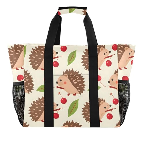 ISAOA Strandtasche für Damen, Igel und Kirsche, groß, wasserdicht, für Reisen, Pool, Yoga, Krankenschwester, Einkaufstasche ISAOA Strandtasche für Damen, Igel und Kirsche, groß, wasserdicht, für Reisen, Pool, Yoga, Krankenschwester, Einkaufstasche von ISAOA