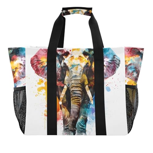 ISAOA Strandtasche für Damen, Motiv: Elefant im Aquarell-Stil, groß, wasserdicht, für Reisen, Pool, Yoga, Krankenschwester, Einkaufstasche ISAOA Strandtasche für Damen, Motiv: Elefant im Aquarell-Stil, groß, wasserdicht, für Reisen, Pool, Yoga, Krankenschwester, Einkaufstasche von ISAOA