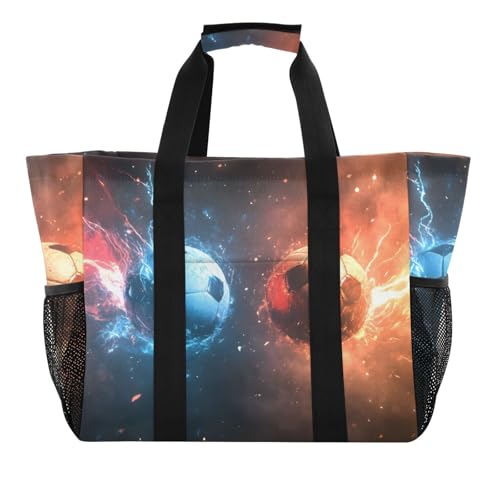 ISAOA Strandtasche für Damen, Motiv: Fußballbälle, Feuer, Strand, groß, wasserdicht, für Reisen, Pool, Yoga, Krankenschwester, Einkaufstasche ISAOA Strandtasche für Damen, Motiv: Fußballbälle, Feuer, Strand, groß, wasserdicht, für Reisen, Pool, Yoga, Krankenschwester, Einkaufstasche von ISAOA