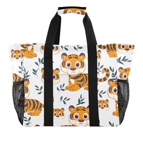 ISAOA Strandtasche für Damen, Motiv: niedliche Cartoons, Tiger, groß, wasserdicht, für Reisen, Pool, Yoga, Krankenschwester, Einkaufstasche ISAOA Strandtasche für Damen, Motiv: niedliche Cartoons, Tiger, groß, wasserdicht, für Reisen, Pool, Yoga, Krankenschwester, Einkaufstasche von ISAOA