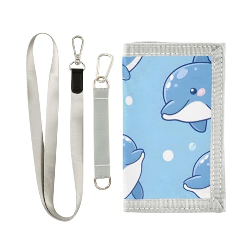 ISAOA Süße Babyblaue Delfin-Kindergeldbörse für Jungen und Mädchen, Kleinkind-Geldbörse mit Münzfach mit Reißverschluss und Kartenhaltern, Neuheit Geldbörse für Kindergeburtstagsgeschenke von ISAOA
