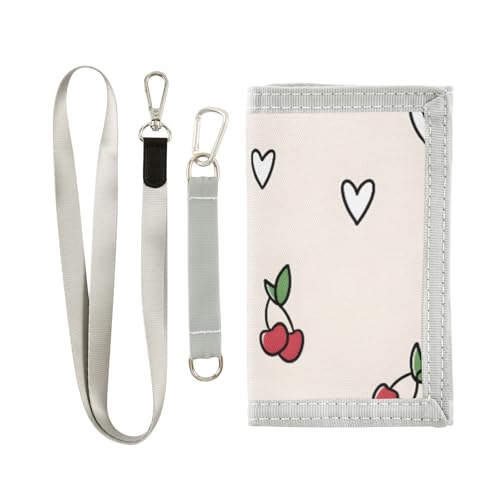 ISAOA Süßes Kirsch-Herz-Muster, Kinder-Geldbörse für Jungen und Mädchen, Kleinkind, dreifach gefaltete Geldbörse mit Münzfach mit Reißverschluss und Kartenhaltern, Neuheit Geldbörse für von ISAOA