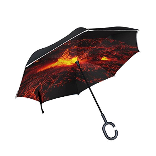 ISAOA Unisex gro?er Regenschirm umgekehrter Regenschirm winddicht doppellagige Konstruktion umgekehrt faltbarer Regenschirm f¨¹r Auto Regen Outdoor Einsatz C-f?rmiger Griff Regenschirm Vulkanschirm von ISAOA
