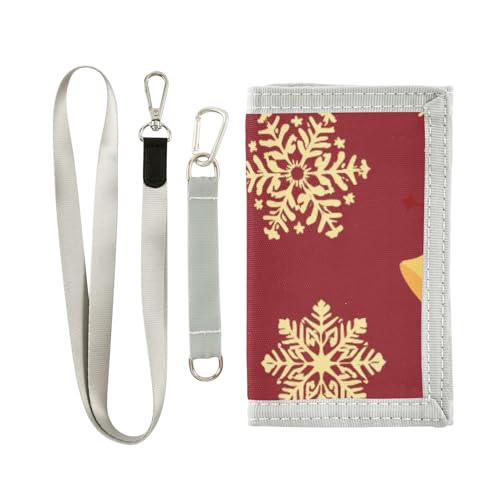 ISAOA Weihnachts-Geldbörse für Kinder, rote Glocke und Schneeflocke, für Jungen und Mädchen, dreifach gefaltete Geldbörse mit Münzfach mit Reißverschluss und Kartenhaltern, Neuheit Geldbörse für von ISAOA