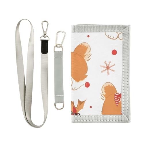 ISAOA Weihnachts-Geldbörse mit Hundemuster, für Jungen und Mädchen, dreifach gefaltete Geldbörse mit Münzfach mit Reißverschluss und Kartenhaltern, Neuheit Geldbörse für Kindergeburtstage von ISAOA