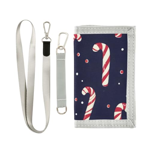 ISAOA Weihnachts-Geldbörse mit Zuckerstangen für Jungen und Mädchen, dreifach gefaltete Geldbörse mit Münzfach mit Reißverschluss und Kartenhaltern, Neuheit Geldbörse für Kindergeburtstagsgeschenke von ISAOA