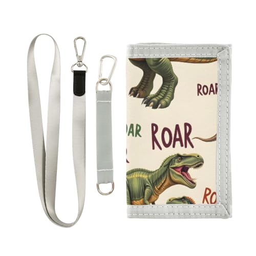 Kinder-Geldbörse mit Dinosaurier-Wortmuster für Jungen und Mädchen, dreifach gefaltete Geldbörse mit Münzfach mit Reißverschluss und Kartenhaltern, Neuheit Geldbörse für Kindergeburtstagsgeschenke von ISAOA