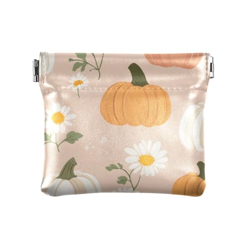 Kürbis- und Gänseblümchen-Quetsch-Münzgeldbörse, Kleingeldhalter, PU-Leder, Mini-Geldbörse, Münzfach für Damen, Mädchen, Herren von ISAOA