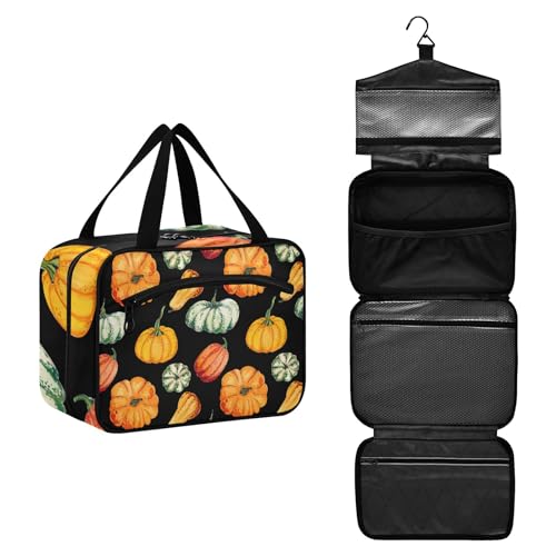 Kulturbeutel zum Aufhängen, große Kapazität, Kulturbeutel, Kulturbeutel für Damen und Herren, tragbare Kosmetiktasche (Herbstkürbisse), Make-up-Organizer-Tasche, #1, M, Beauty Case von ISAOA