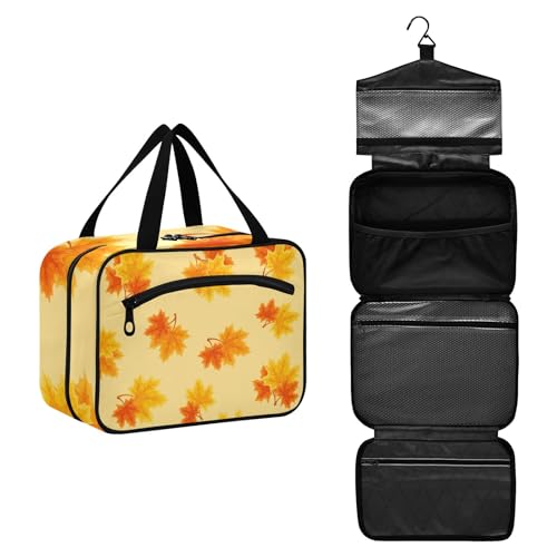 Kulturbeutel zum Aufhängen, große Kapazität, Kulturbeutel für Damen und Herren, tragbare Kosmetiktasche (Herbst goldene Ahornblätter), Make-up-Organizer-Tasche, #10, M, Beauty Case von ISAOA