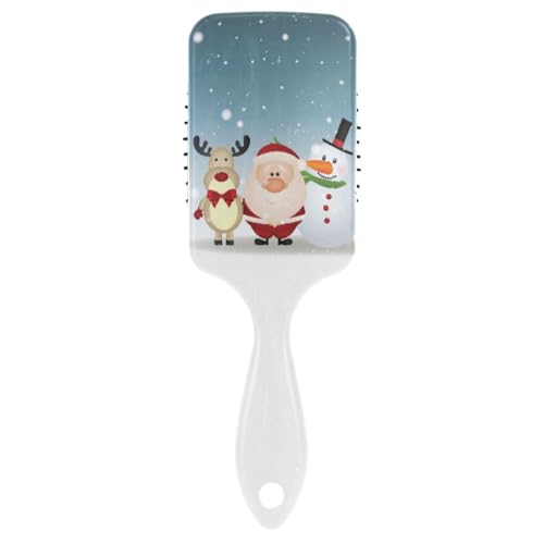 Massage-Haarbürste, Kamm für Männer, Frauen und Kinder, Frohe Weihnachten, Weihnachtsmann, Elch und Schneemann, Haarbürste für langes, dickes, lockiges, gewelltes, trockenes und geschädigtes Haar von ISAOA