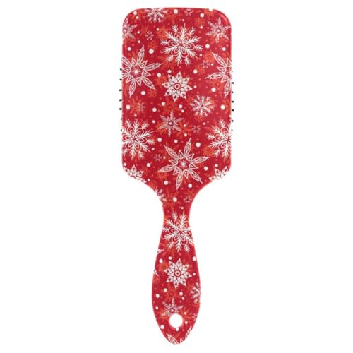 Massage-Haarbürste, Kamm für Männer, Frauen und Kinder, Schneeflocken-Rot, Frohe Weihnachten, Haarbürste für langes, dickes, lockiges, gewelltes, trockenes und geschädigtes Haar von ISAOA