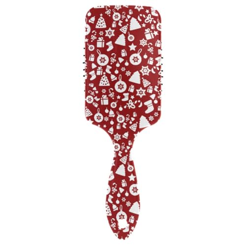 Massage-Haarbürste, Kamm für Männer, Frauen und Kinder, Weihnachten und Frohes neues Jahr, rotes Muster, Haarbürste für langes, dickes, lockiges, gewelltes, trockenes und geschädigtes Haar von ISAOA