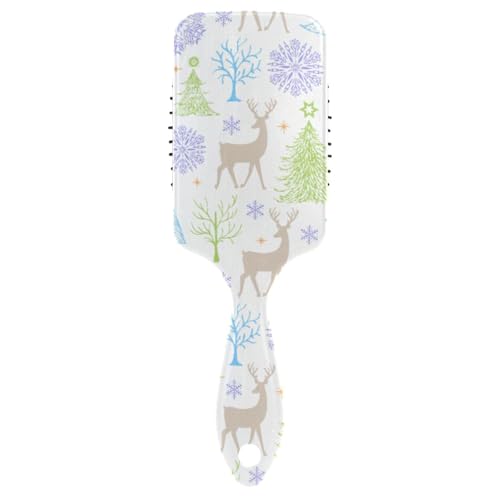 Massage-Haarbürste, Kamm für Männer, Frauen und Kinder, Weihnachts-Hirsch-Schneeflocken-Baum, Haarbürste für langes, dickes, lockiges, gewelltes, trockenes und geschädigtes Haar von ISAOA