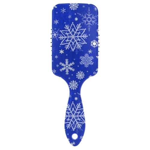 Massage-Haarbürste, Kamm für Männer, Frauen und Kinder, blaue Schneeflocken, Winter, Weihnachten, Haarbürste für langes, dickes, lockiges, gewelltes, trockenes und geschädigtes Haar von ISAOA
