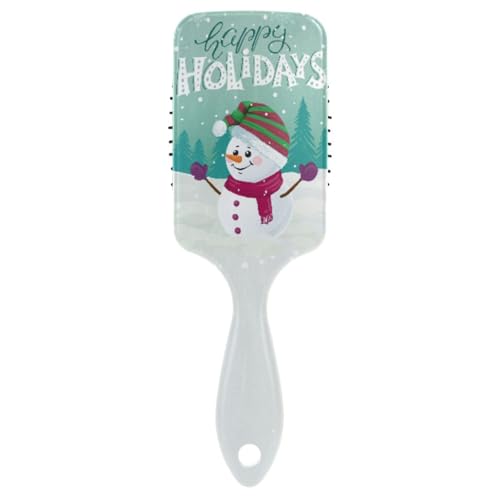 Massage-Haarbürste, Kamm für Männer, Frauen und Kinder, lustiger niedlicher Schneemann, Frohe Weihnachten, Urlaub, Haarbürste für langes, dickes, lockiges, gewelltes, trockenes und geschädigtes Haar von ISAOA