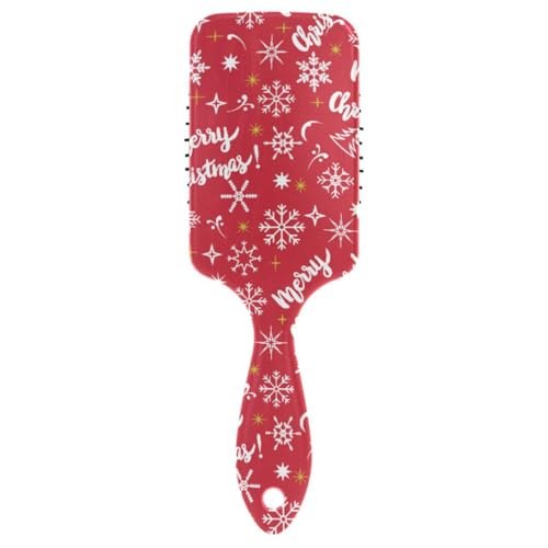 Massage-Haarbürste für Männer, Frauen und Kinder, Frohe Weihnachten, Schneeflocken, Sterne, Haarbürste für langes, dickes, lockiges, gewelltes, trockenes und geschädigtes Haar von ISAOA