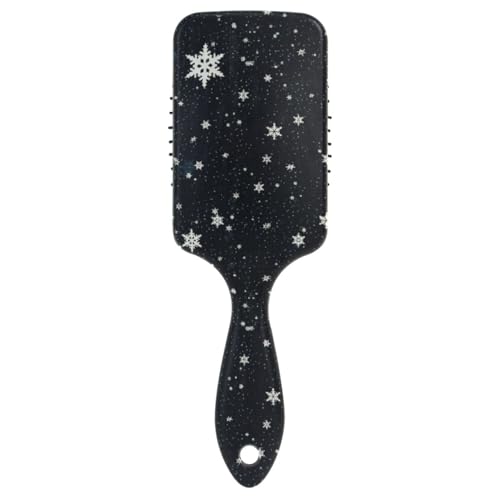 Massage-Haarbürste für Männer, Frauen und Kinder, Frohe Weihnachten, Schneeflocken, schwarze Haarbürste für langes, dickes, lockiges, gewelltes, trockenes und geschädigtes Haar von ISAOA