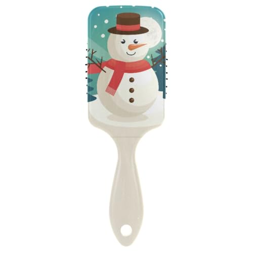 Massage-Haarbürste für Männer, Frauen und Kinder, Frohe Weihnachten, Schneemann-Charakter, Haarbürste für langes, dickes, lockiges, gewelltes, trockenes und geschädigtes Haar von ISAOA