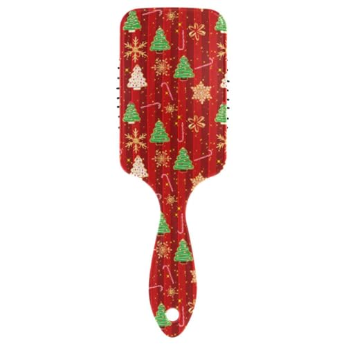 Massage-Haarbürste für Männer, Frauen und Kinder, Weihnachten, Neujahr, Lebkuchen, goldene Schneeflocken, Weihnachtsbaum, Haarbürste für langes, dickes, lockiges, gewelltes, trockenes und geschädigtes von ISAOA