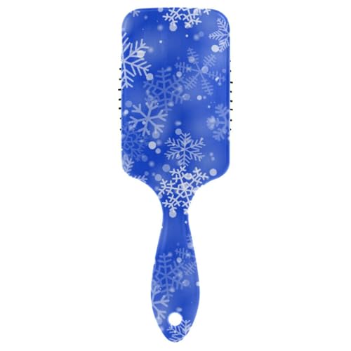 Massage-Haarbürste für Männer, Frauen und Kinder, Weihnachten, Winter, blaue Schneeflocken, Haarbürste für langes, dickes, lockiges, gewelltes, trockenes und geschädigtes Haar von ISAOA