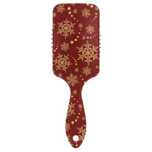 Massage-Haarbürste für Männer, Frauen und Kinder, Weihnachts-Schneeflocken und Sterne, Winter-Haarbürste für langes, dickes, lockiges, gewelltes, trockenes und geschädigtes Haar von ISAOA