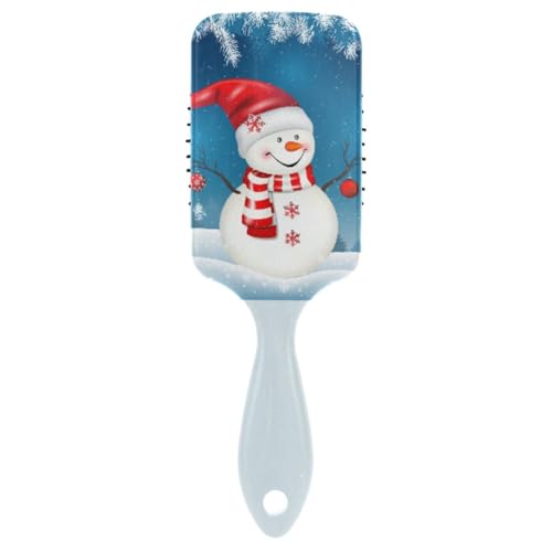 Massage-Haarbürste für Männer, Frauen und Kinder, Weihnachts-Schneemann mit Weihnachtsmannmütze, Haarbürste für langes, dickes, lockiges, gewelltes, trockenes und beschädigtes Haar von ISAOA