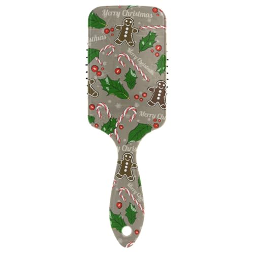 Massage-Haarbürste für Männer, Frauen und Kinder, Weihnachts-Stechpalme, süße Kekse, Zuckerstange, Haarbürste für langes, dickes, lockiges, gewelltes, trockenes und geschädigtes Haar von ISAOA