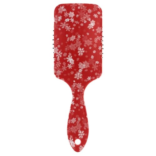 Massage-Haarbürste für Männer, Frauen und Kinder, Winter, Weihnachten, Schneeflocken, rote Haarbürste für langes, dickes, lockiges, gewelltes, trockenes und geschädigtes Haar von ISAOA