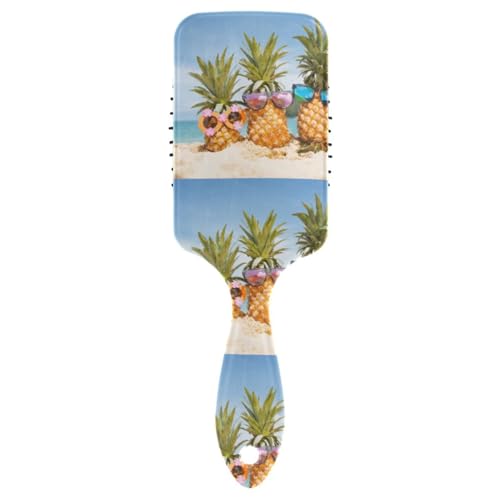 Massage-Haarbürste für Männer, Frauen und Kinder, lustige Ananas mit Sonnenbrille am Strand, Haarbürste für langes, dickes, lockiges, gewelltes, trockenes und geschädigtes Haar von ISAOA