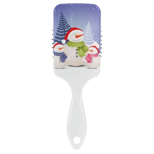 Massage-Haarbürste für Männer, Frauen und Kinder, lustige Schneemann-Familie für Weihnachten, Haarbürste für langes, dickes, lockiges, gewelltes, trockenes und geschädigtes Haar von ISAOA